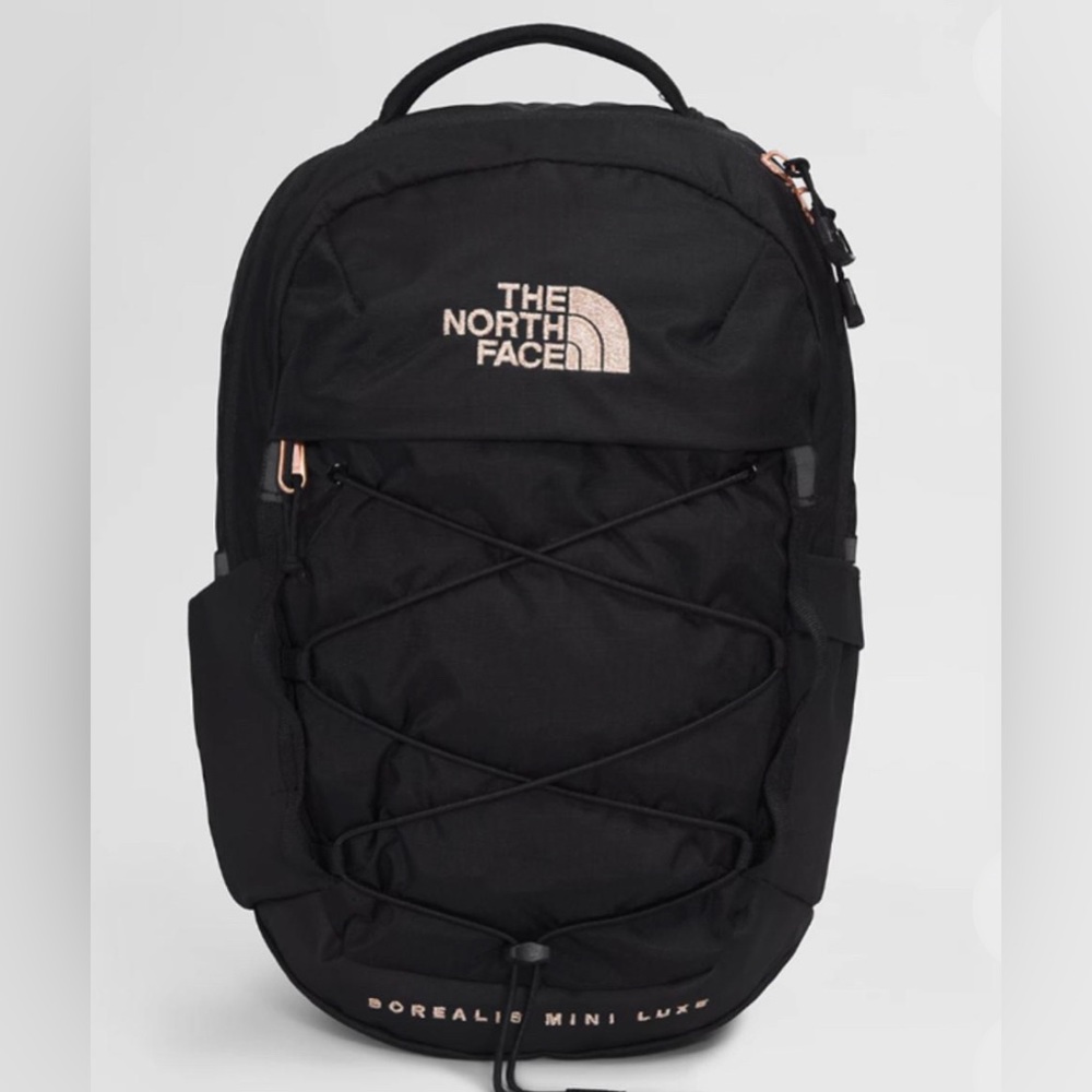 North face mini back pack rose gold and black